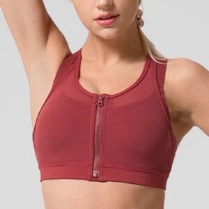 Yvette Power Zip Front Mesh Padded Running Bra High Support Sports Bra 3 42D-F